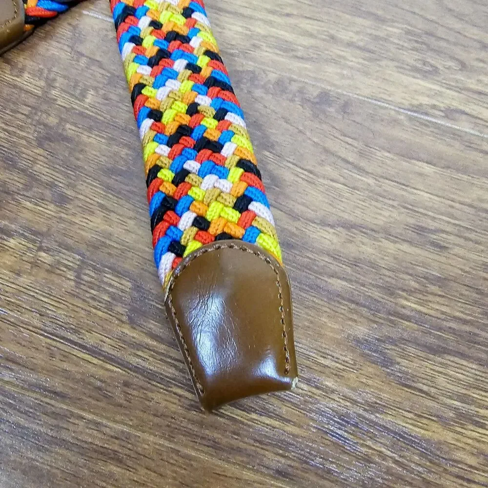 No Name Multi Color Braided Belt with Leather Ends Size 42